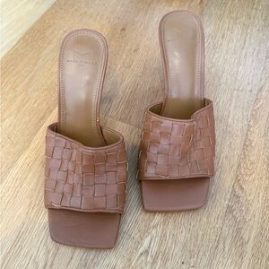Marc Fisher Woven Brown Heeled Sandal